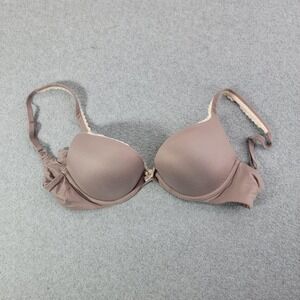 Victoria's Secret Bra Womens 32D Brown Push Up Molded Padded Lace Underwire